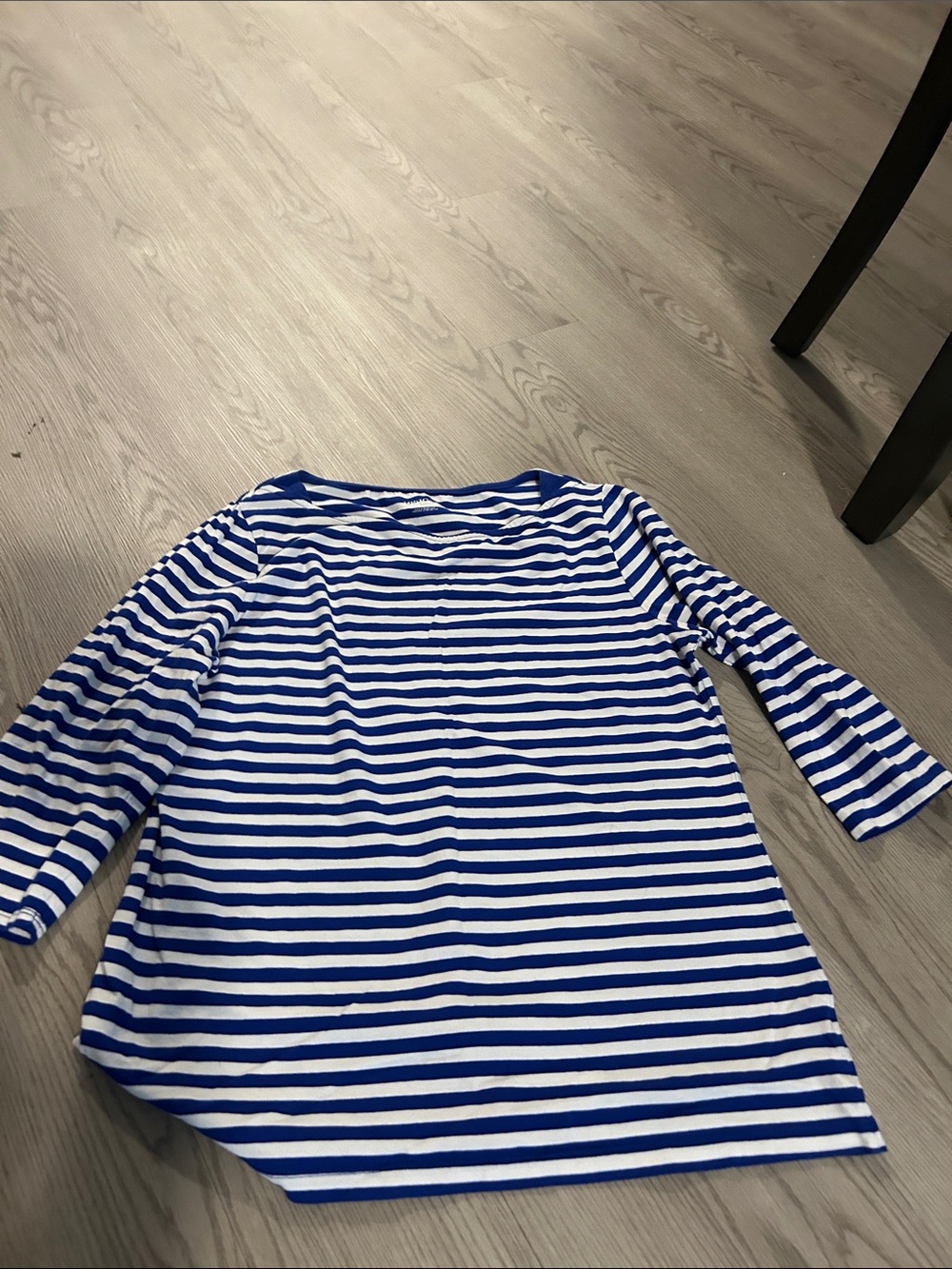 Merona Royal Blue and White Striped Long Sleeve Boatneck Top
